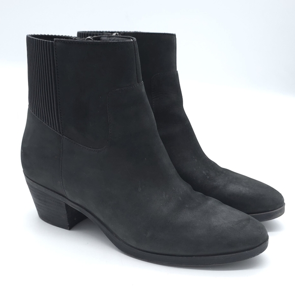 Vionic Shantelle Size 9 Black Suede Pull On Side Zip Ankle Bootie Waterproof - Picture 1 of 10
